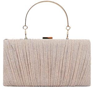 9103 Clutch Purses Bridal Wedding Formal Pleated Clutch Bag Sparkling